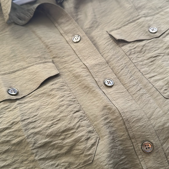 Olive Green Krinkle Oversized Button Down - Picture 5 of 5